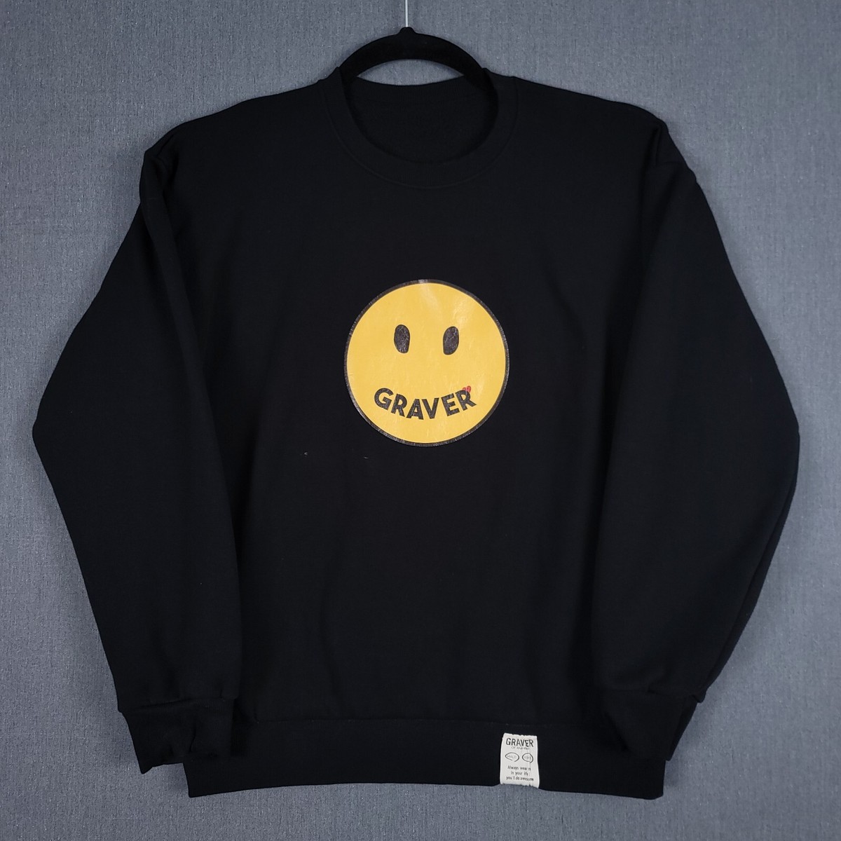 Graver Sweatshirt Unisex Large Black Big Dot Smile Long