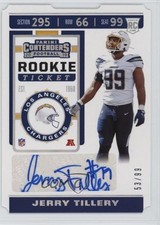 2019 Panini Contenders Rookie Variation Ticket Stub 53/99 Jerry Tillery Auto 6o3