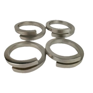 Crate & Barrel Napkin Ring Holders Modern Shape Pewter Metal Set Of 4