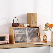 Wooden Kitchen Sideboard, Small Bamboo Countertop Organizer, Tabletop Cabinet...