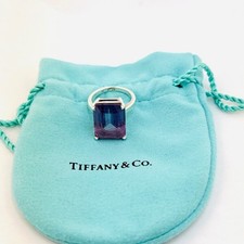 Tiffany & Co Sterling Silver Purple Stone Ring Size 5 Estate Signed 925