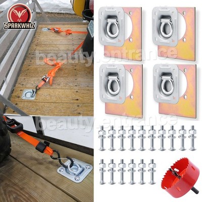 SPARKWHIZ 4Pack Recessed Trailer D-Ring Tie Down Anchor Kit With Hole Saw Drill