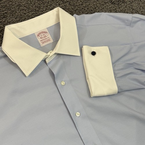 Brooks Brothers Stretch Shirt Mens 17-36 Madison Fit Blue French Cuff