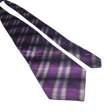 Bruno Piattelli Mens Tie Pure Silk Purple Plaid Checkered Pattern USA Made
