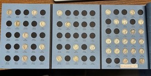 34 MERCURY SILVER DIMES coin collection. In WHITMAN Book— Various Years