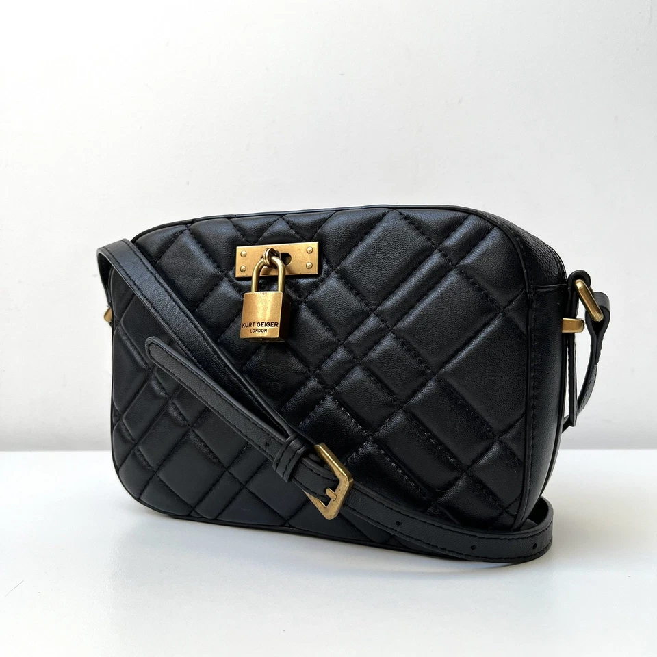 KURT GEIGER LONDON Brixton Black Quilted Leather Small Camera Crossbody Bag - Image 2 of 4