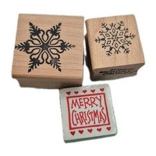Wood/Rubber Stamp Snowflake Chrismas Lot Of 3 Stamps