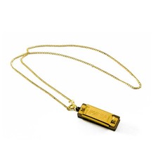 Hohner 37-C Gold plated Mini Harmonica necklace with chain, Key of C Major