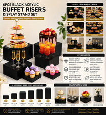 6PCS Clear Acrylic Buffet Risers Dessert Display Stand Stackable Food Riser Set