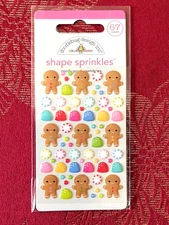 NEW GINGERBREAD MEN GUMDROPS SHAPE SPRINKLES BY DOODLEBUG PUFFY STICKERS