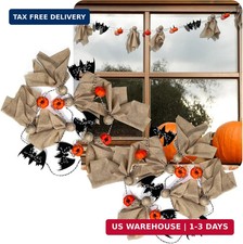 2Pcs New Ghost Garland Halloween, 9.2FT Cute Cotton Ghosts  Bat Pumpkin Banner,