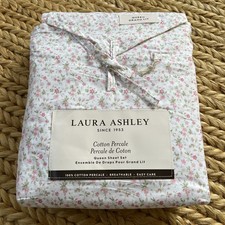 Laura Ashley Queen Sheet Set Evie Crimson Red Floral Green 4pc Cottage Farmhouse