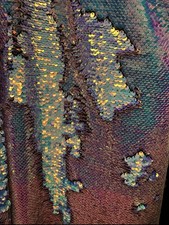 All over Sequin 2-way Stretch Fabric Iridescent On Black 1 Yard Fabric 60  Width