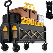 280LBS Heavy Duty Collapsible Wagon Cart with All-Terrain Wheels