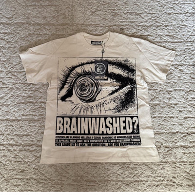 Hellstar Brainwashed Graphic Eye White Men's Cotton Short Sleeve T-Shirt S