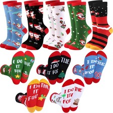 Suhine 5 Pairs Fun Christmas Socks - Women Men, Holiday Santa Claus Xmas Gif...