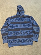 DC Shoes Hoodie Mens Large Blue Black Striped Geometric Sherpa Lined Sweater