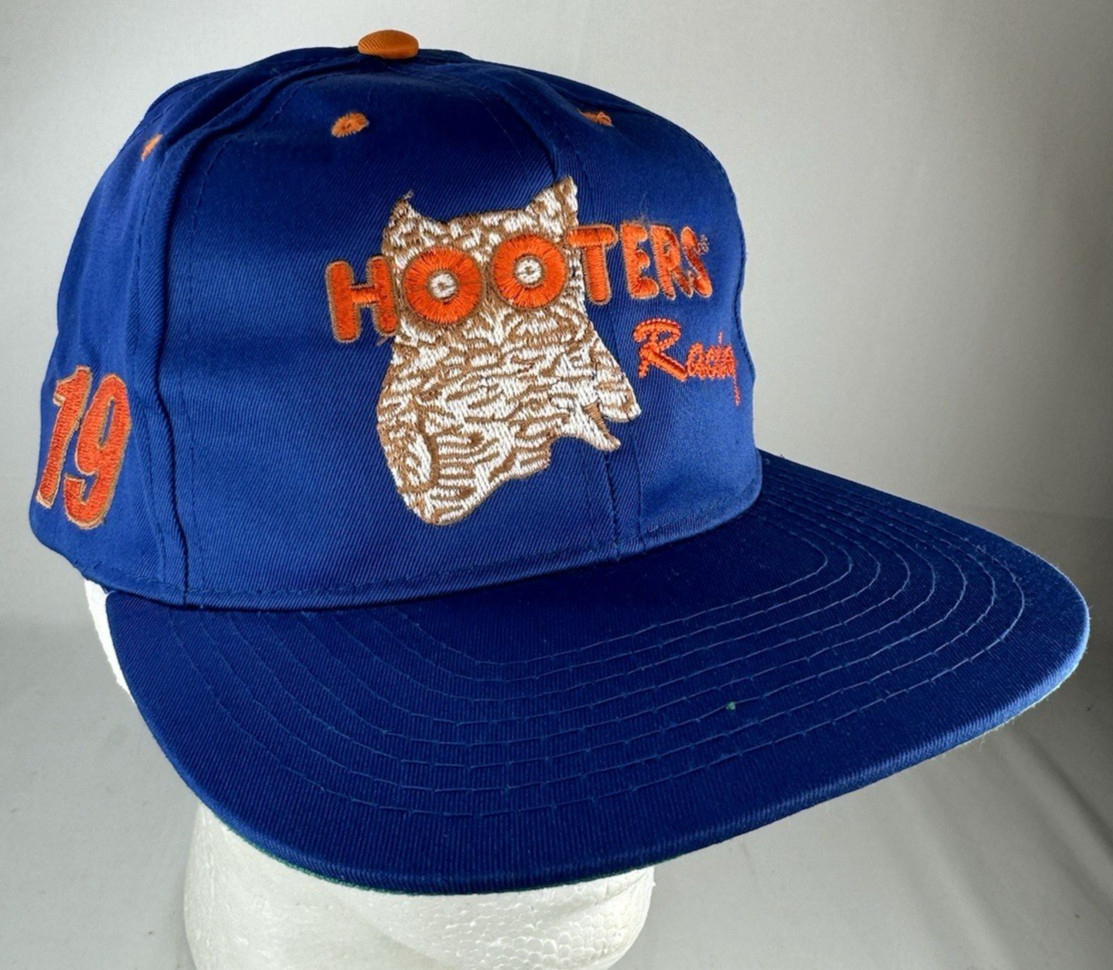 Vintage 90s Nascar Hooters NEW Racing Hat #19 OWL Loy Allen Blue Snapback NWT