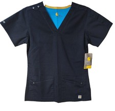 Carhartt Scrub Top Women's Size XS Black Force V Neck Pockets with pen holder
