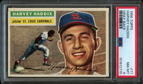 Harvey Haddix [Gray Back] #77 1956 Topps card