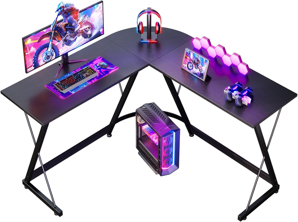 ODK Gaming Schreibtisch In L-Form, 120×120 Cm, Kohlefaser Schwarz | Gaming Tisch-image