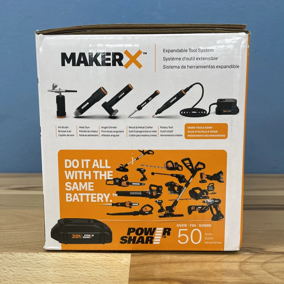 WORX WX991L 20V (3) PC MAKERX Combo: Rotary + Angle Grinder + Wood/Metal Tool-OB - Image 2 of 4