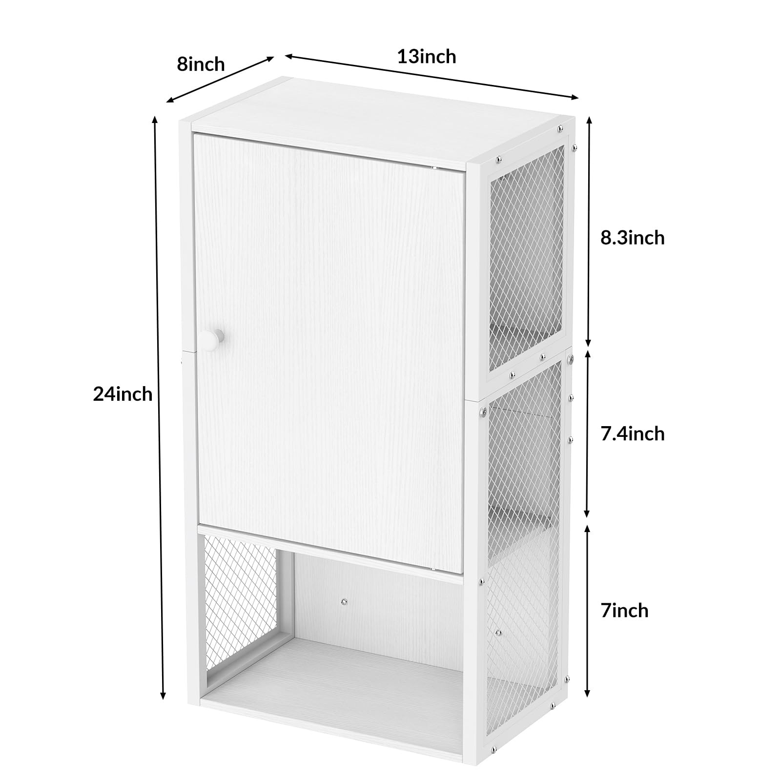 Small Medicine Cabinet White Bathroom Wall Mounted 3-Tier Wood Hanging