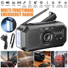 Portable Hand Crank Dynamo Wind Up Solar AM/FM Radio USB Charger Light Torch UK