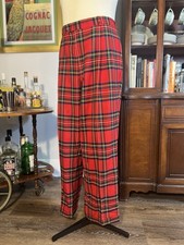 Vintage 1970s Red Tartan Plaid Golf Wide Leg Pants
