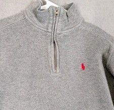 Polo Ralph Lauren Boys M 10 12 Gray Quarter Zip Pullover Sweater Cotton Preppy