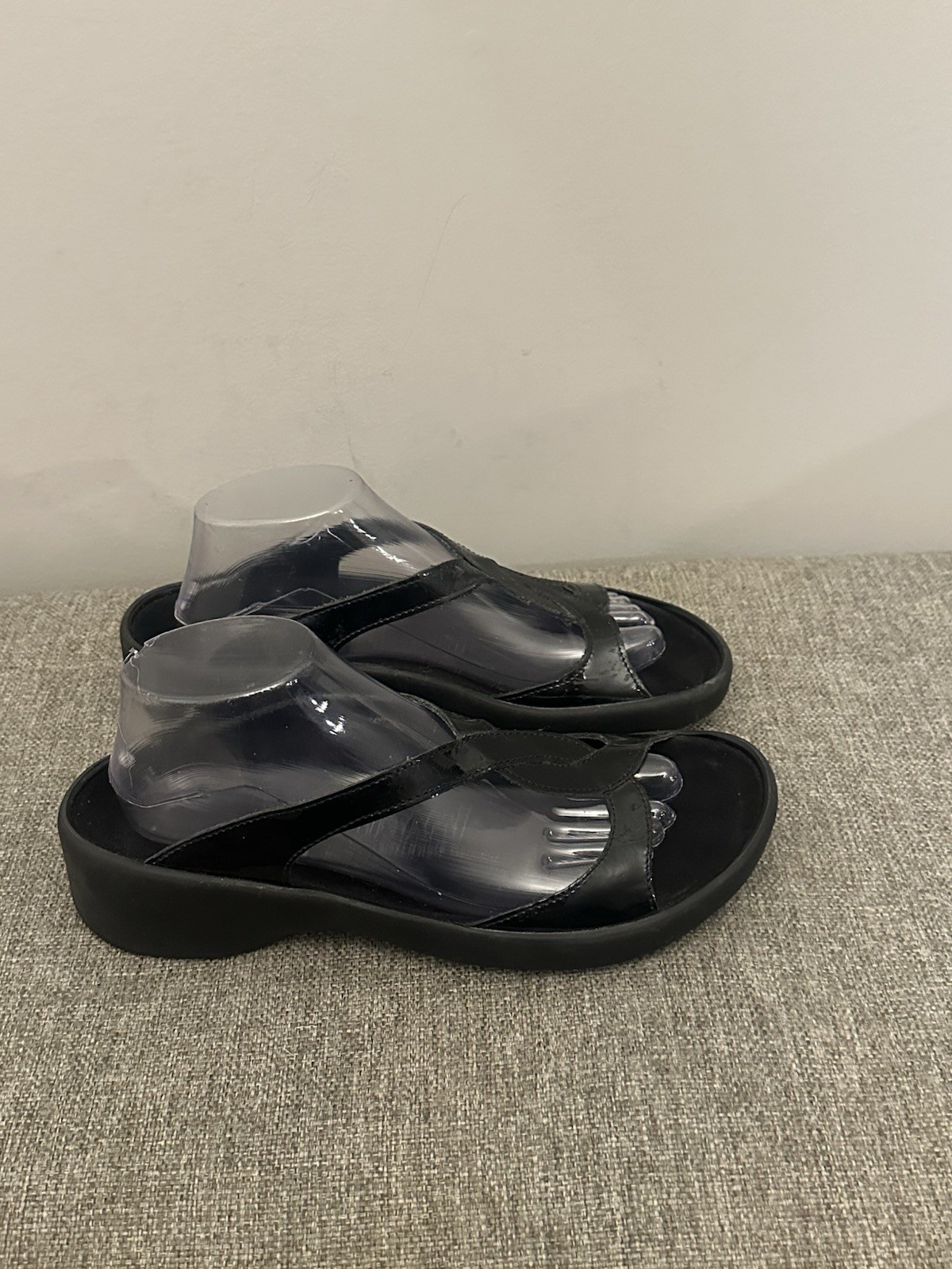 Tatami by Birkenstock black patent leather slip-on sandals, size 41=10