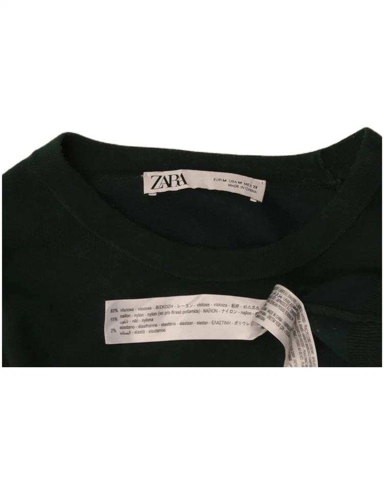 ZARA Womens Crew Neck Jumper Sweater UK 14 Medium Green Viscose AH04 - Image 3 of 3