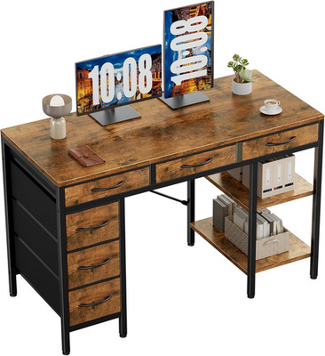 Rustic 47'' Computer Desk with 6 Drawers & Storage Shelves for Home Office
