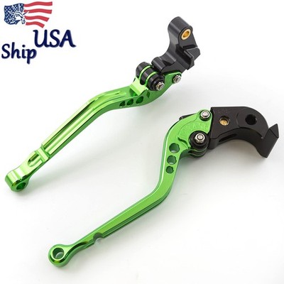 CNC Adjust Long Brake Clutch Levers For Yamaha SMAX 155/S-MAX 155 15-2017 Green