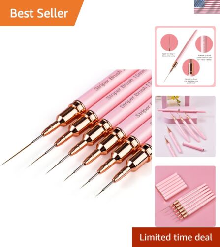 Versatile 6-Piece Nail Art Brush Set with Pink Handles for Ultimate Precision