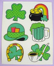 VINTAGE HALLMARK IRISH ST.PATRICK'S DAY 6 STICKERS 1 SHEET LEPRECHAUN