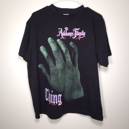 Rare Vintage Thing XL Black T-Shirt 90 Addams Family Movie Promo Delta Tag 1991  - Afbeelding 1 van 11