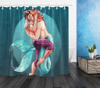 Male Mermaid Gay Shower Curtain Liner Waterproof Polyester Fabric