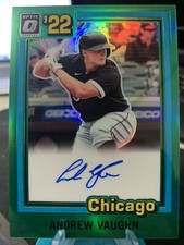 2022 Donruss Optic Andrew Vaughn Retro 1981 Green On Card Auto 5/5  White Sox!!