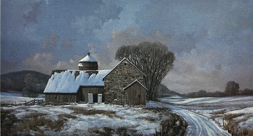 Gerald Lubeck "Farm Road" Firmado a Mano Edición Limitada Enmarcado Granja Invierno Arte NUEVO - Imagen 2 de 4