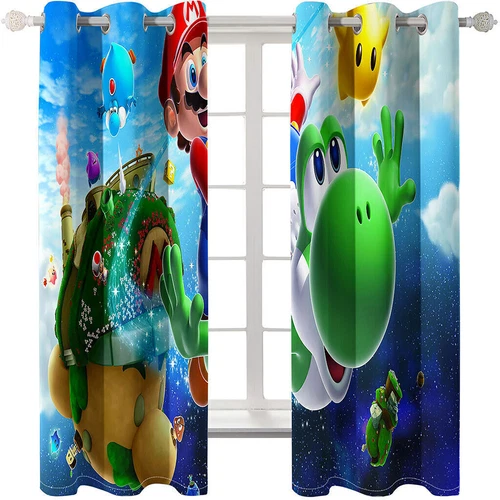 Super Mario 3D Pair Thick Blackout Window Curtains Thermal Ring Top Eyelet Gifts - Picture 8 of 61