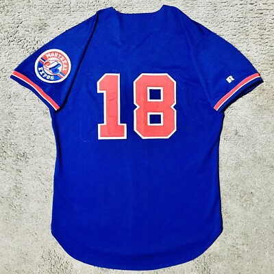 Sz 44 Russell Athletic 90s Moises Alou Game Used Montreal Expos BP