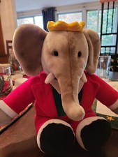 Vintage 1988 14" Red Babar by Gund Plush Suit Wearing Christmas Holiday Retro