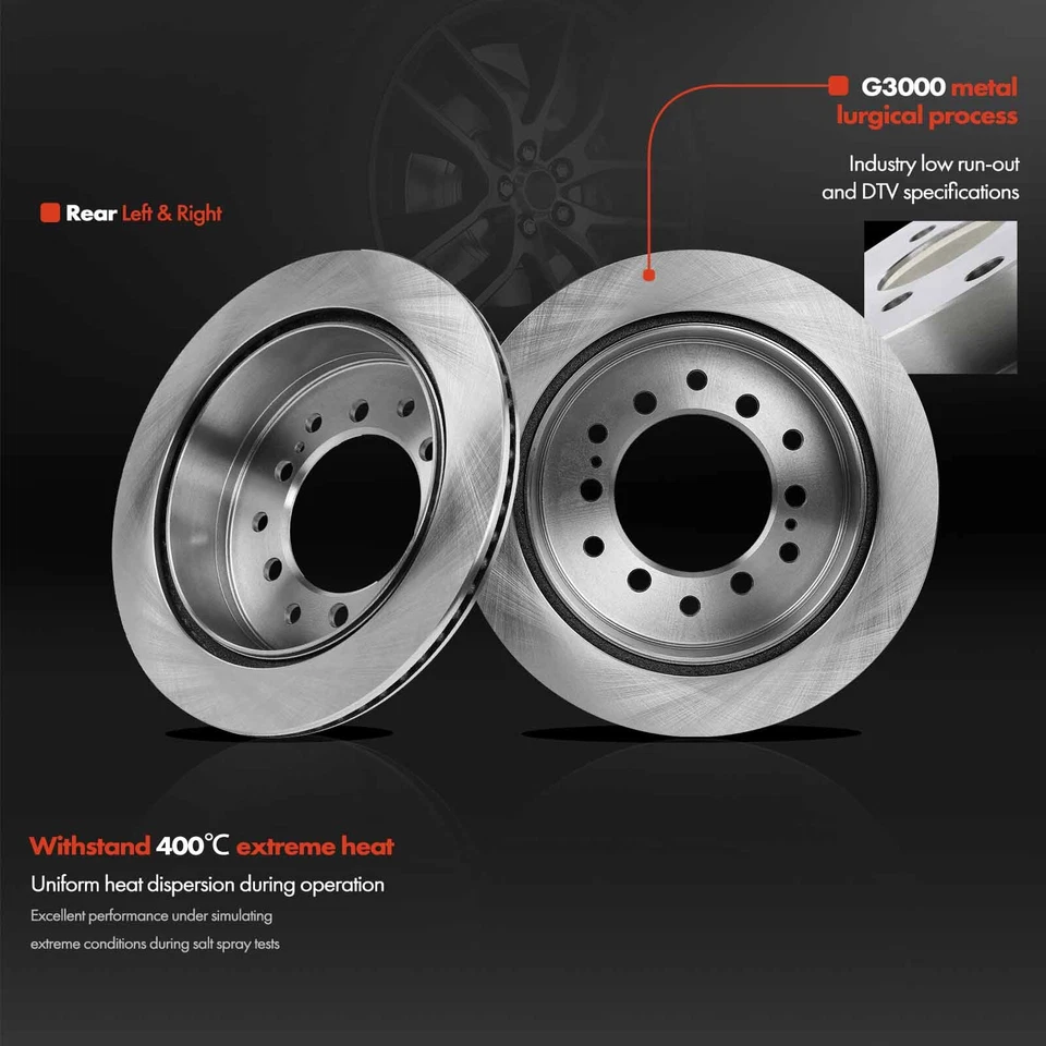 2x Rotores de freno de disco traseros izquierdo y derecho para Toyota 4Runner 2010-2021 Lexus GX460 Foto 3 de 4