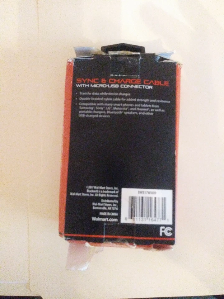 ¡Nueva CAJA ABIERTA/DISTRESS! Cable de sincronización y carga Blackweb BWB17WI010 con Micro-Us Foto 2 de 3