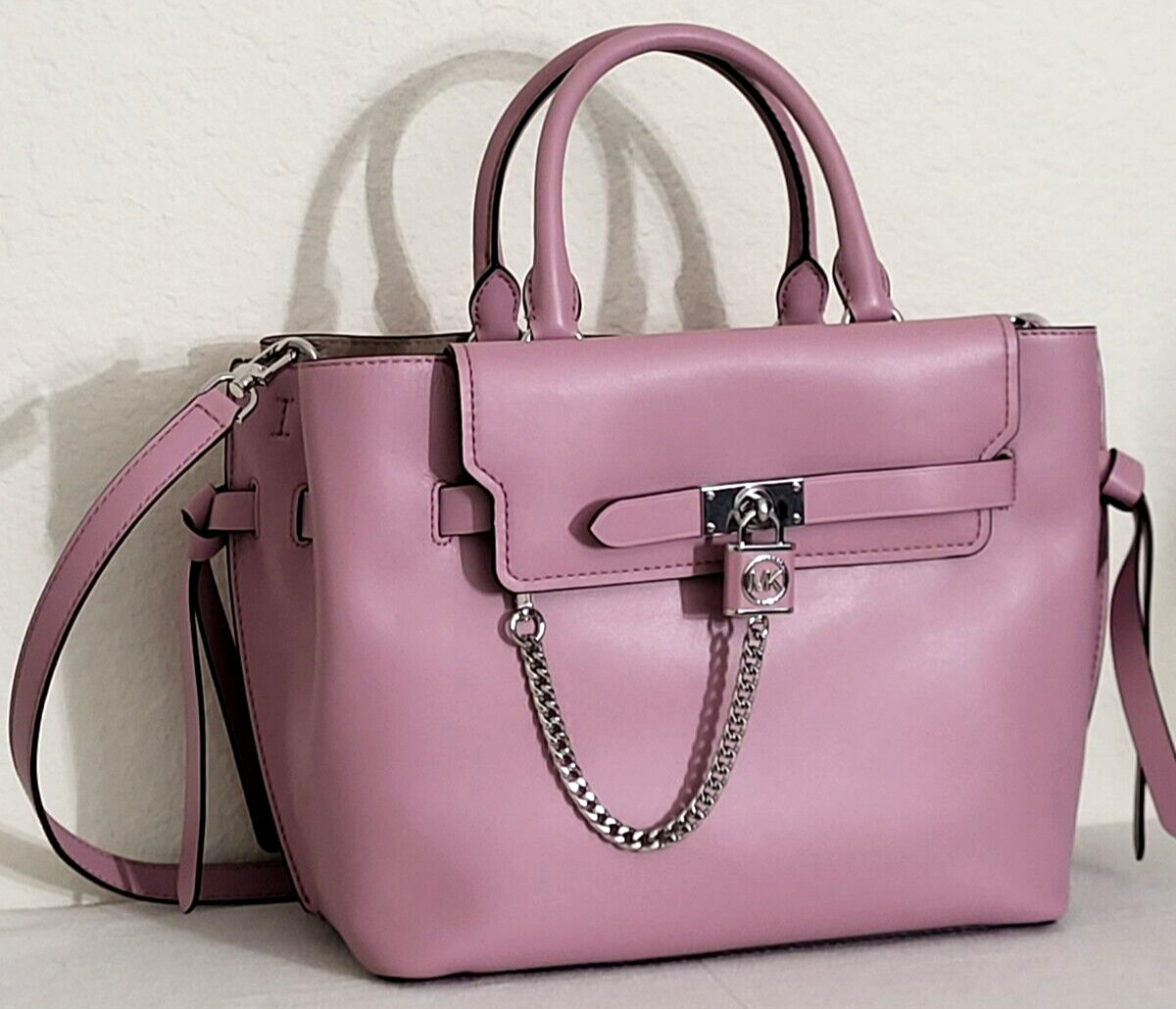 ?MICHAEL KORS HAMILTON LEGACY ROYAL PINK LEATHER BELTED LARGE 