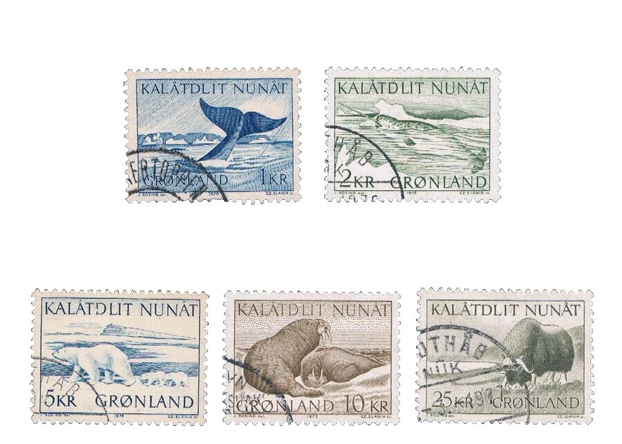 Multi-color usado Franqueo Sellos Groenlandia