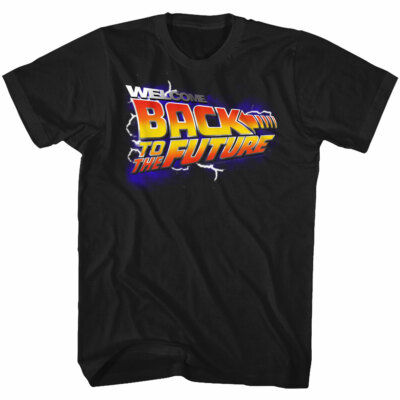 Back To The Future Movie Welcome Back Lightning Logo Men's T Shirt  