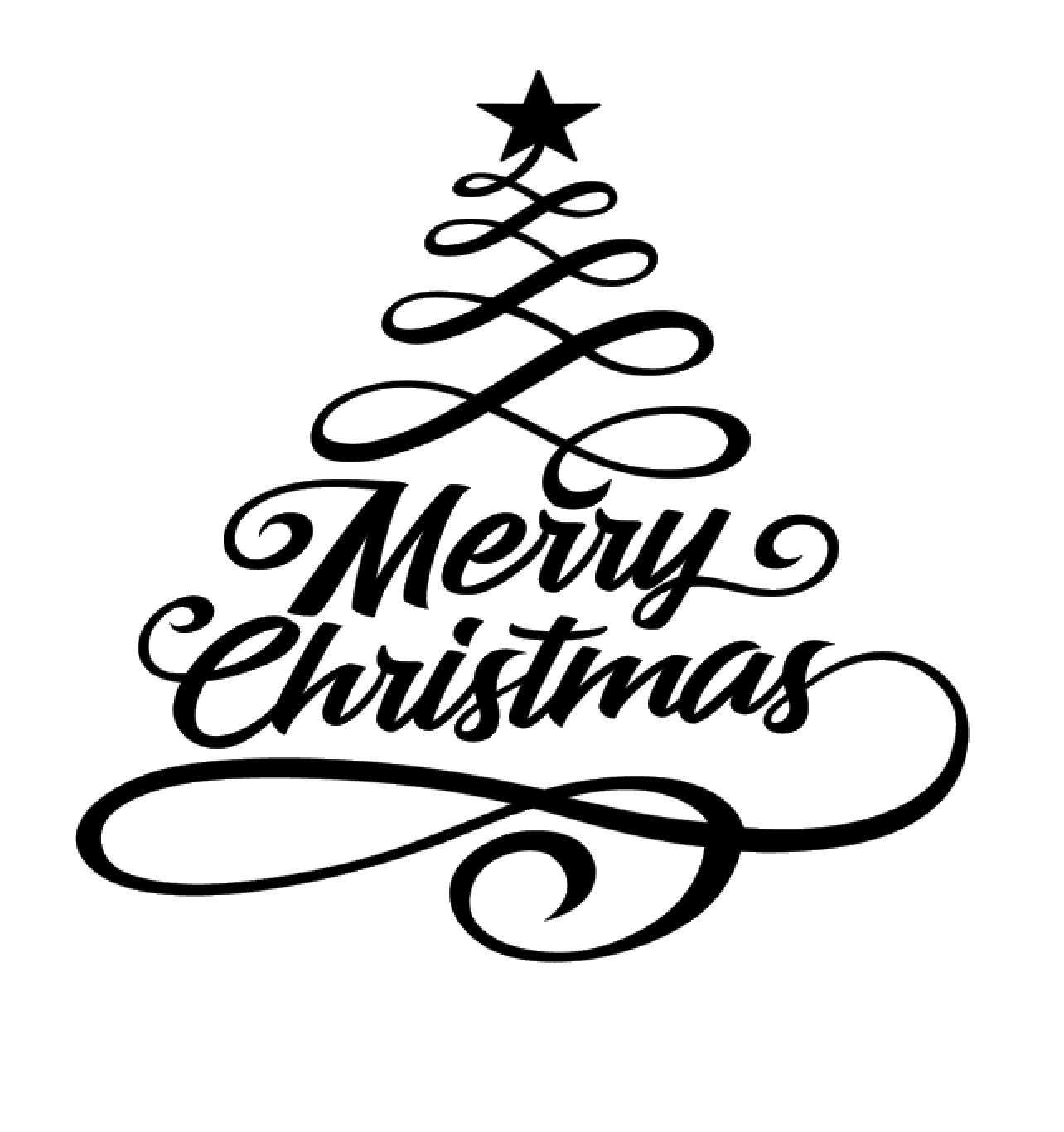 Merry Christmas Swirl Tree Vinyl Decal Sticker Decor Choice a26