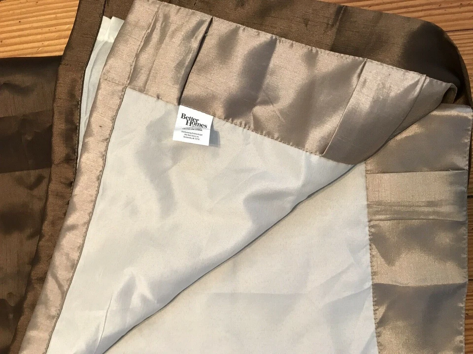 Better Homes polyester tan & brown stripe lined back tab 84" lined drapes - Image 2 of 4